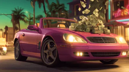 Roze cabrio vol geld bij de MultiBoost-bonus voor sportcombinaties